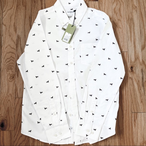 GOODFELLOW | Dog Print Long Sleeve Button Down - Picture 9 of 16